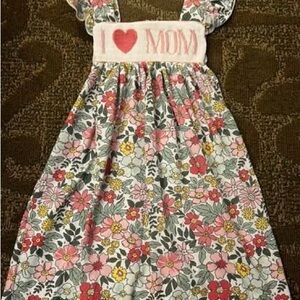 Charming Floral Hand Smocked Kids Dress with Heartfelt Message